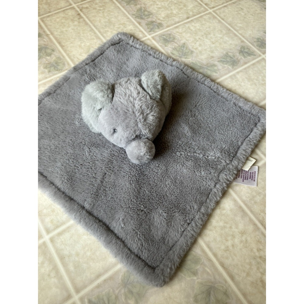 PARENT'S CHOICE Gray‎ Elephant Flower Satin Lovey Security Blanket Soft Plush